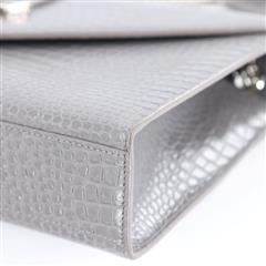 YVES SAINT LAURENT Crocodile Embossed Grey Leather Envelope Bag